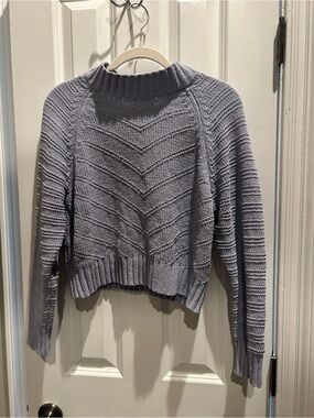 GENERATION Y Lavender-Gray Chevron Mock Neck Sweater